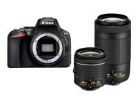Nikon كاميرا D5600 رقمية بصيغة DX مع عدسة AF-P DX NIKKOR مقاس 18-55 مم وببؤرة f / 3.5-5.6G VR و AF-P DX NIKKOR مقاس 70-300 مم وببؤرة f / 4.5-6.3G ED