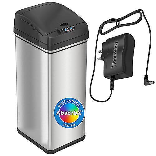 iTouchless 13 Gallon Sensor Trash Can Battery-Free Auto...
