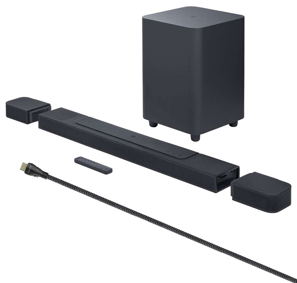 JBL BAR 1000 PRO 7.1.4 Soundbar with 10 in. Wireless Subwoofer Detachable Rear Speakers and 2m 8K Ultra High Speed HDMI Cable