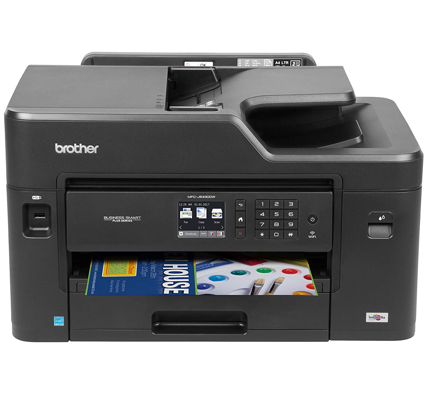 Brother Printer طابعة ألوان لاسلكية MFCJ5330DW مع ماسح ضوئي وآلة تصوير وفاكس