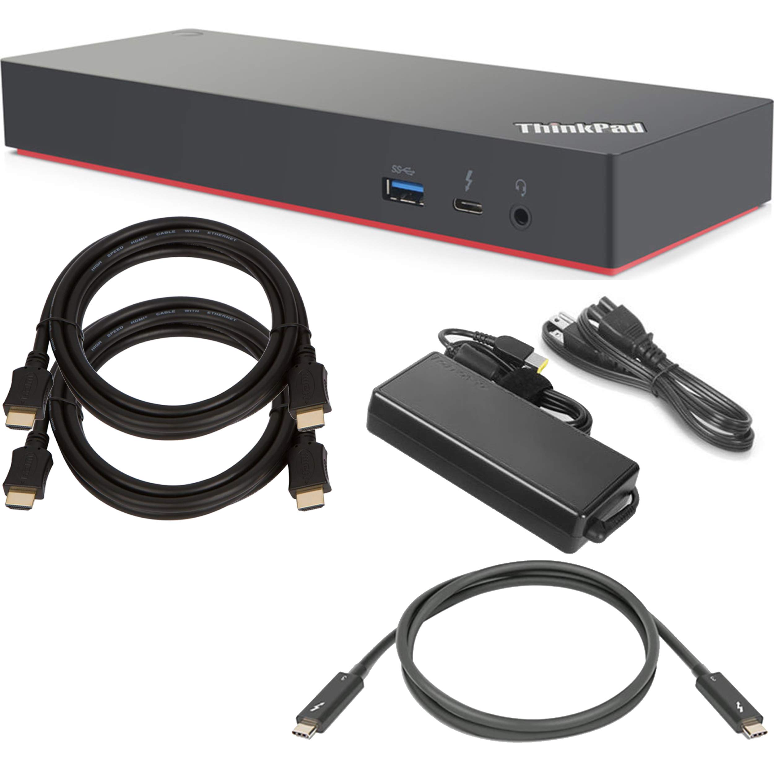 ShopSmart Deals Lenovo ThinkPad Thunderbolt 3 Dock Gen 2 Docking Station (135 وات) (40AN0135US) + حزمة بدء تشغيل SSD