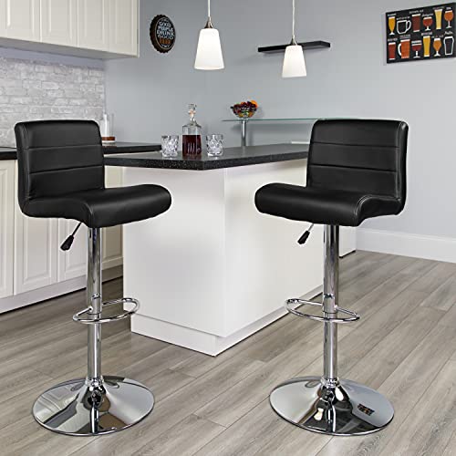 Flash Furniture كرسي مرتفع معاصر قابل للتعديل مع قاعدة من الكروم