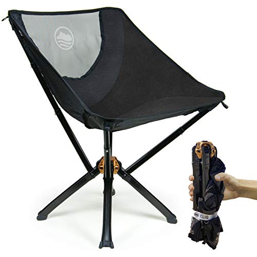  CLIQ كراسي التخييم المحمولة - كرسي صغير محمول قابل للطي يذهب إلى كل مكان في الهواء الطلق. كرسي قابل للطي مدمج للك...