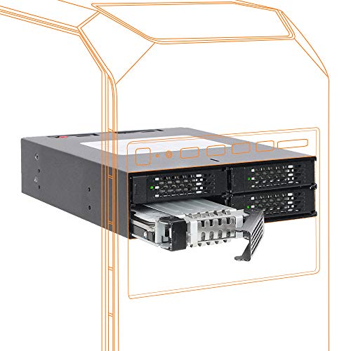Icy Dock حاوية حامل متنقلة مقاس 4 × 2.5 SAS / SATA HDD / SSD معدنية بالكامل لخليج 5.25 بوصة | ToughArmor MB994SP-4S