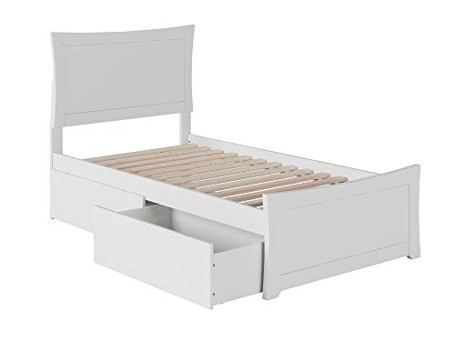 Atlantic Furniture AR9036111 سرير منصة مترو مع لوح قدم مطابق ودرجين سرير حضري