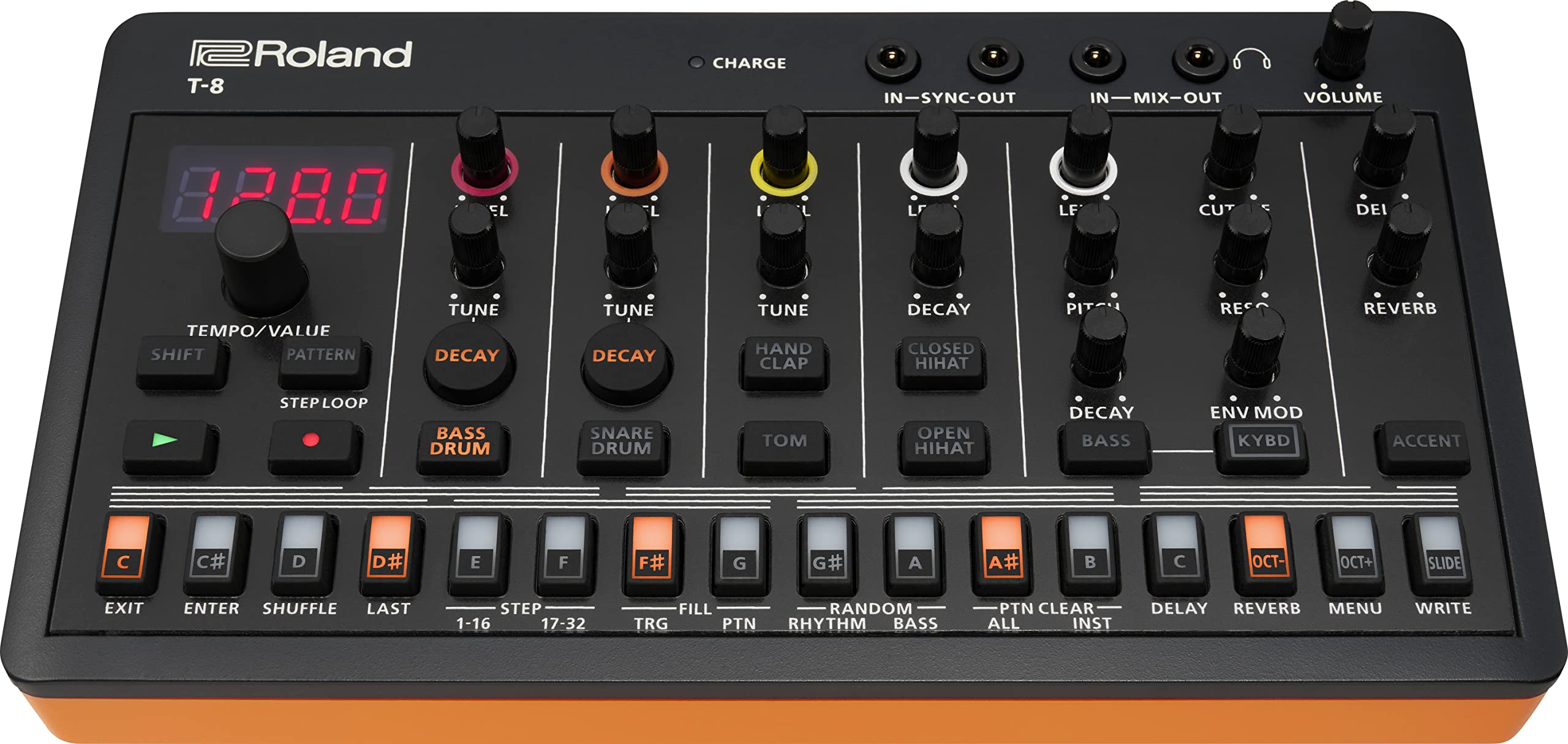Roland  AIRA Compact T-8 Beat Ultra-Portable Bass Machine Sounds | جهاز تسلسل الأسطوانة TR-REC | ستة مسارات إيقاع | تأثيرات مدمجة | اتصال USB و MIDI