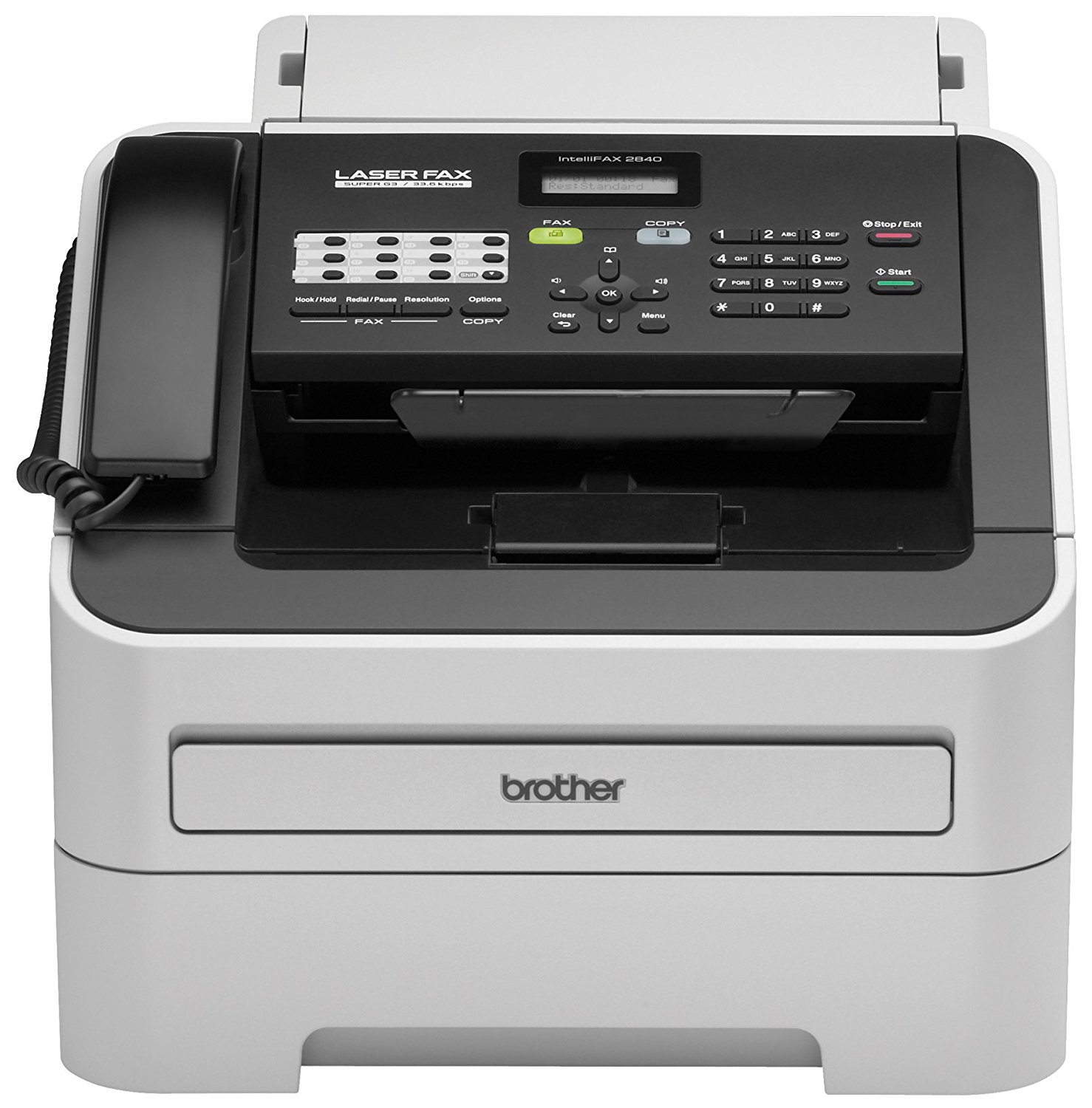Brother Printer طابعة RFAX2840 لاسلكية أحادية اللون مع ماسح ضوئي وفاكس (مجددة معتمدة)