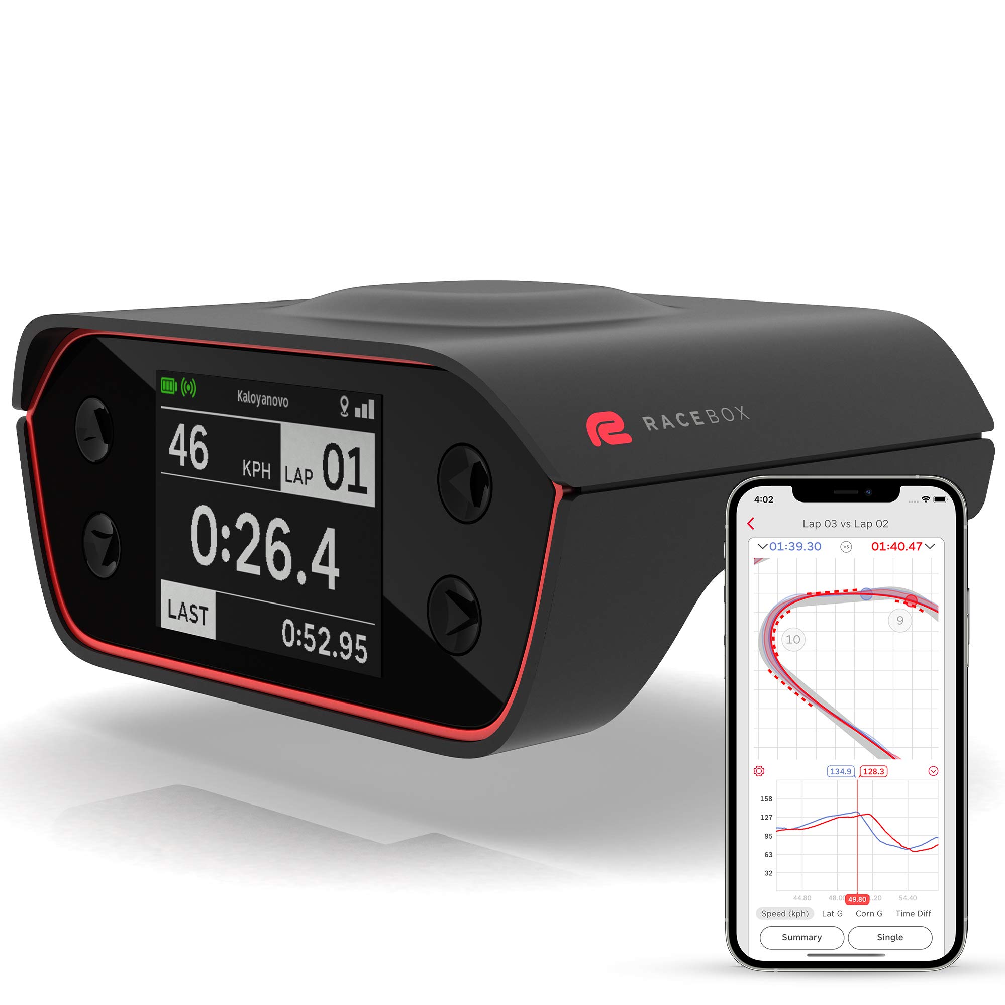  RaceBox صندوق قياس الأداء الرسمي 10 هرتز GPS مع تطبيق الهاتف المحمول - جهاز توقيت دورة السيارة وجهاز السحب - مسجل بيا...