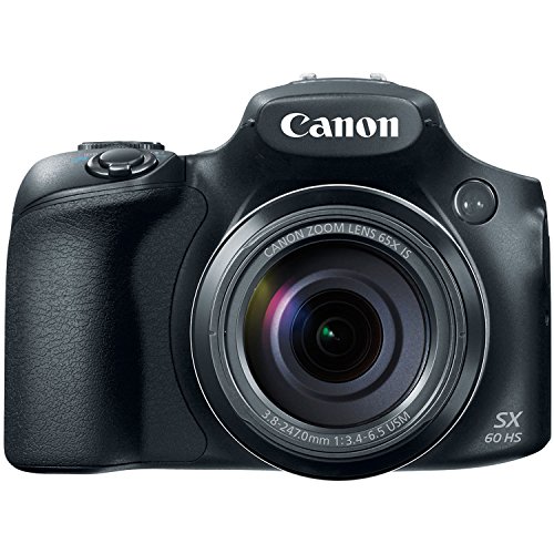 Canon كاميرا Powershot SX60 الرقمية بدقة 16.1 ميجابكسل وعدسة تكبير بصري 65 × شاشة إمالة LCD مقاس 3 بوصات (أسود)