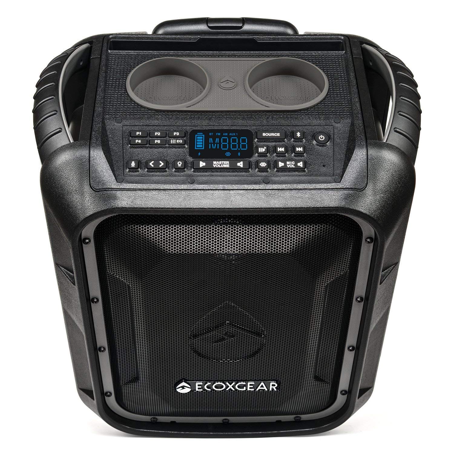 ECOXGEAR EcoBoulder + GDI-EXBLD810 وعرة مقاومة للماء وعائمة محمولة بلوتوث لاسلكية 100 وات مكبر صوت ونظام PA (رمادي)