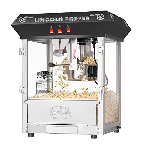 Great Northern Popcorn Company ماكينة صنع فشار عتيقة من لينكولن بسعة 8 أونصة من بلاك بار (طراز بار)