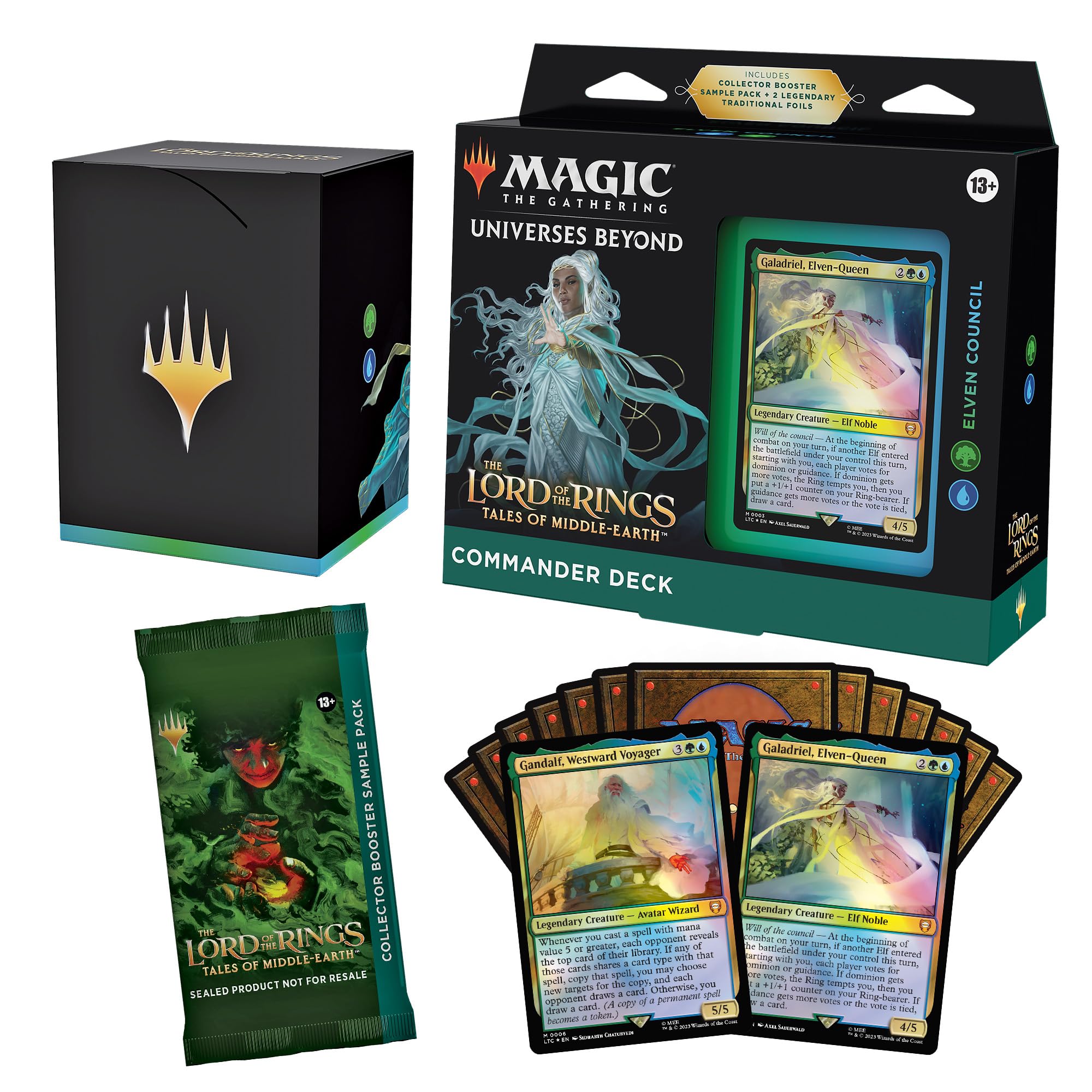 Magic The Gathering Magic: The Gathering The Lord of The Rings: Tales of Middle-Earth Commander Deck 3 + حزمة عينة معززة لهواة الجمع