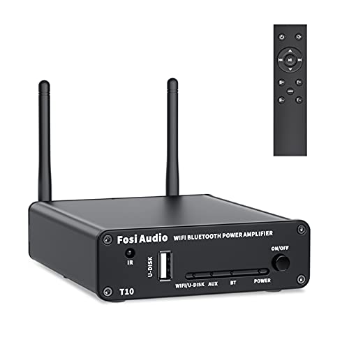 Fosi Audio T10 WiFi Bluetooth 5.0 Stereo Receiver Amplifier 2.4G Wi-Fi Routing Module Smart Wireless Multiroom / Multi-Zone Audio Amp متوافق مع Airplay Connect-100 Watt x2