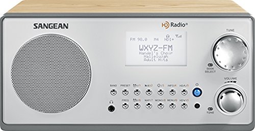 Sangean HDR-18 HD Radio / FM-Stereo / AM راديو خشبي للطاولة والطاولة باللون الفضي