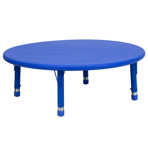 Flash Furniture طاولة نشاط بلاستيكية زرقاء قابلة للتعديل بارتفاع 45 بوصة