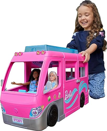 Barbie Camper Playset, Dreamcamper Toy Vehicle with 60 ...