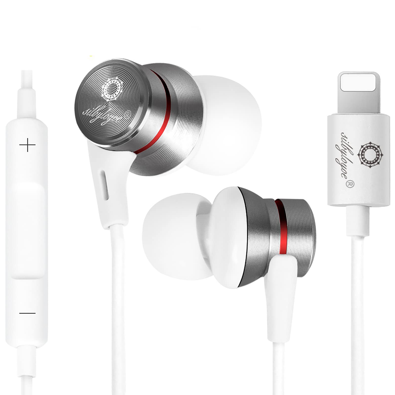  silbyloyoe سماعات iPhone لأجهزة iPhone Earbuds لأجهزة iPhone in-Ear Lightning Headphones MFi Certified Lightning Earbuds with Mic Controller متوافق مع iPhone 11 11 Pro X XS Max...