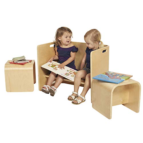 ECR4Kids - ELR-22202 طقم كرسي خشبي للأطفال متعدد الأغراض (3 قطع) طاولة صغيرة