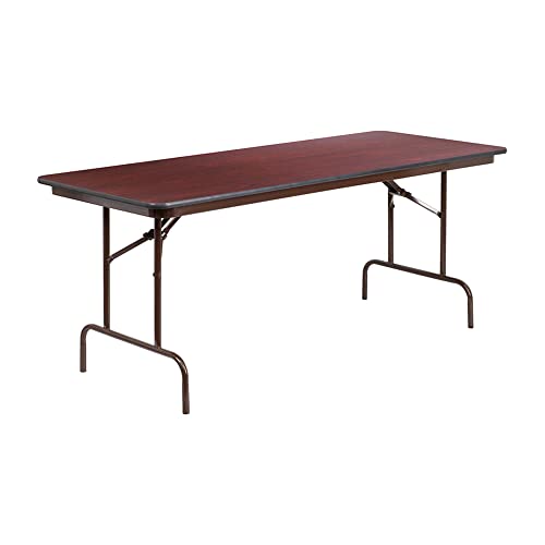 Flash Furniture طاولة مأدبة قابلة للطي بطول 6 أقدام من الميلامين الماهوجني