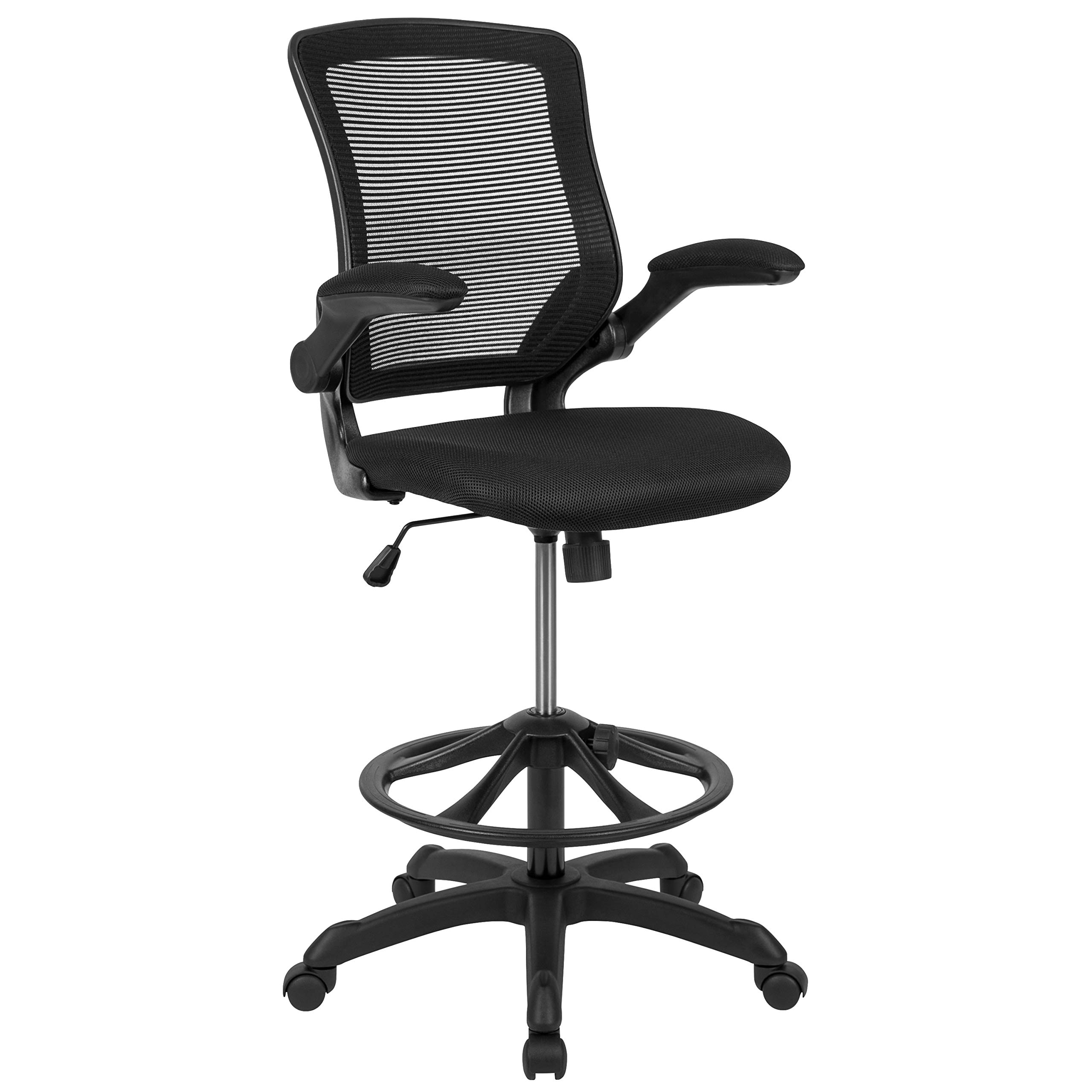 Flash Furniture كالي منتصف الظهر أسود شبكة قطب كرسي مكتب عملي مريح