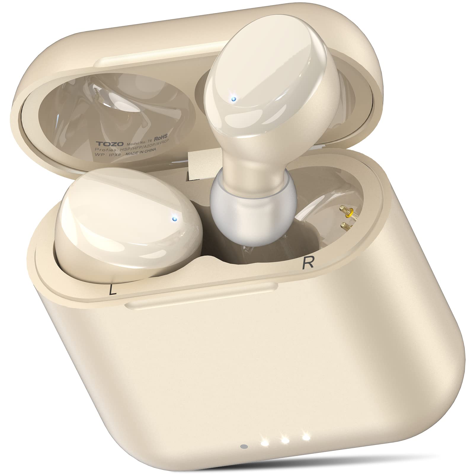  TOZO T6 True Wireless Earbuds Bluetooth 5.3 سماعات التحكم باللمس مع حافظة شحن لاسلكية IPX8 سماعات أذن استريو مقاومة للماء داخل الأذن...