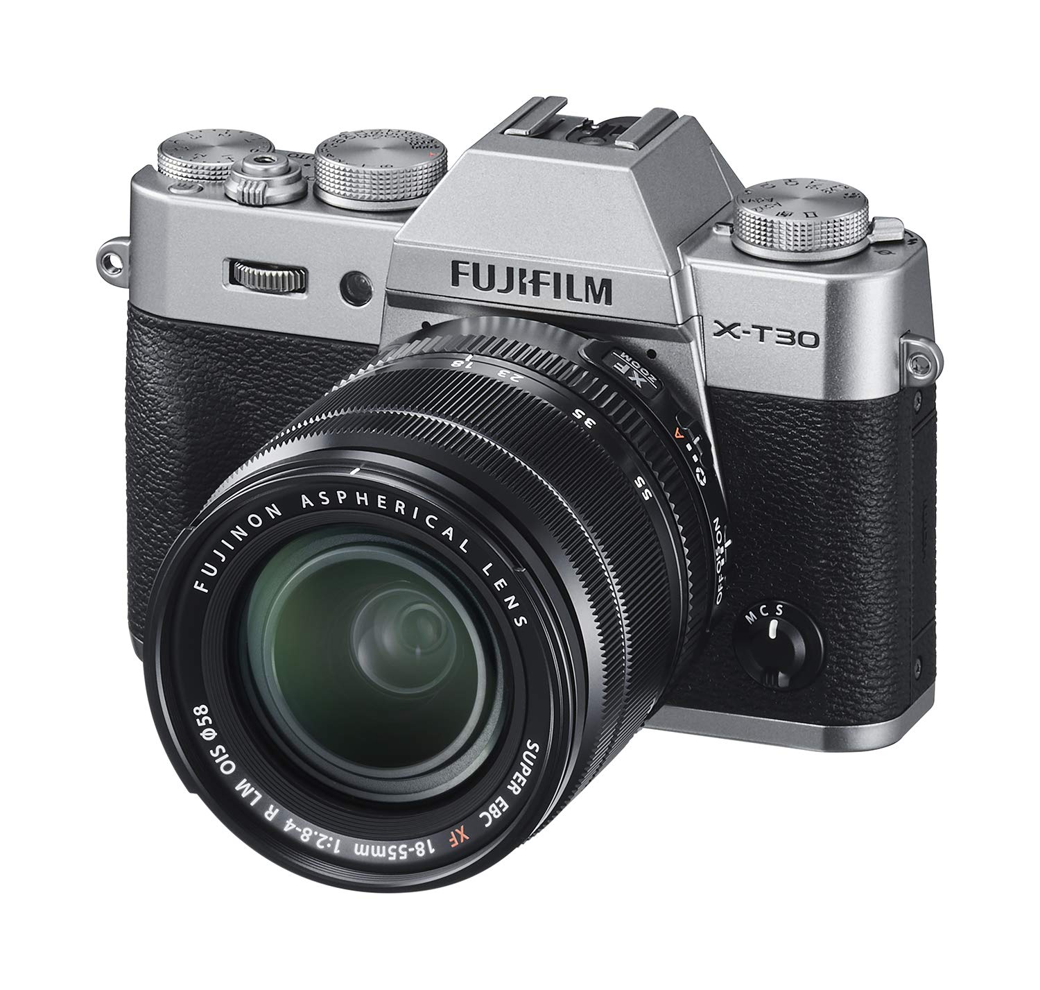 Fujifilm كاميرا فوجي فيلم X-T30 بدون مرآة مع عدسة XF 18-55mm f / 2.8-4 R LM OIS - فضي